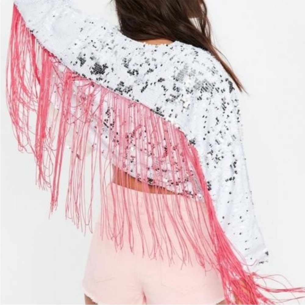 Missguided Sequin Fringe Festival Jacket